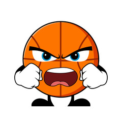 Angry Basketball Cartoon Character. Mascot Character vector.