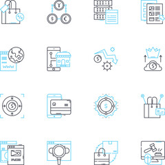 Exchange Items linear icons set. Swap, Trade, Barter, Substitution, Convert, Switch, Transaction line vector and concept signs. Interchange,Replacement,Transfer outline illustrations