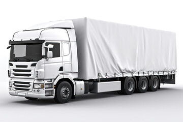 The Power of White. Tarpaulin Truck White color 3d. Generative Ai