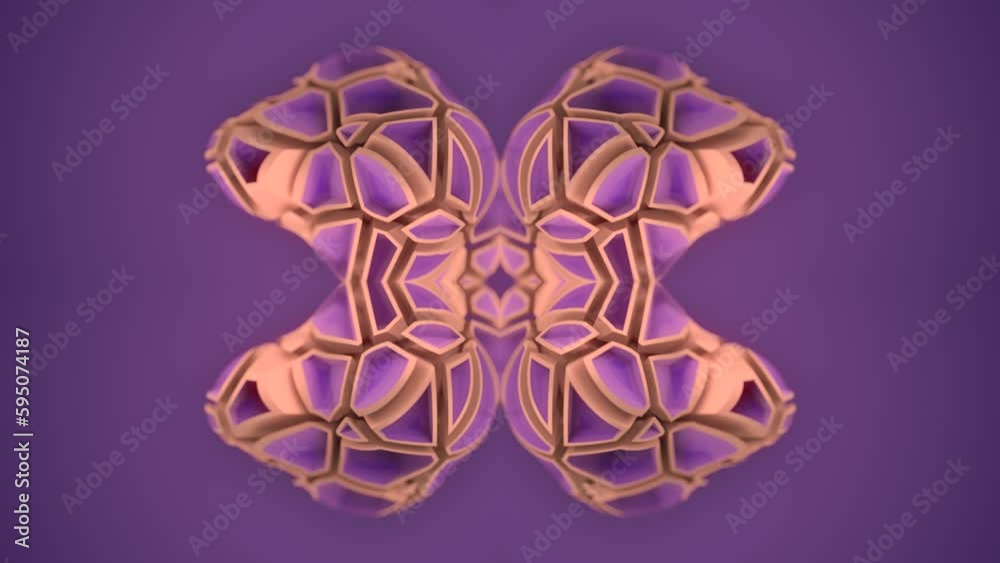 Poster 3d rendering loop animation of a symmetrical crystal magic shape HD