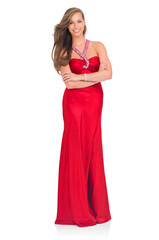 Fashion, prom and arms crossed with portrait of woman on png for glamour, party and evening dress. Fancy, classy and luxury with female isolated on a transparent background for event, gala and style © Heyt/peopleimages.com