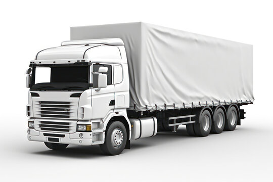 The Power of White. Tarpaulin Truck White color 3d. Generative Ai