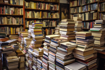 A Literary Journey Through Time. Second-hand bookshop. Generative Ai