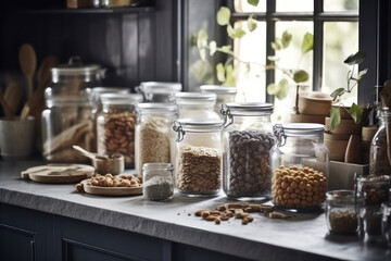 Glass Jars Filled with Delicious Goodness. Generative Ai