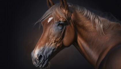 Fototapeta na wymiar Portrait of beautiful young horse generative ai