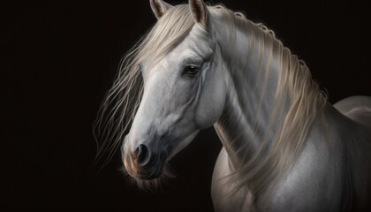 Obraz na płótnie Canvas Portrait of beautiful young horse generative ai