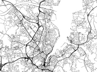 Fototapeta na wymiar Vector road map of the city of Kiel in Germany on a white background.