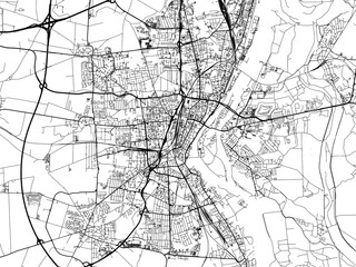 Vector road map of the city of  Magdeburg in Germany on a white background.