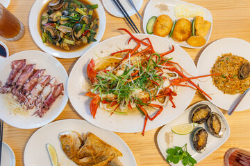 Chinese style variety seafood cuisine