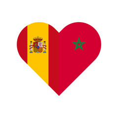 unity concept. heart shape icon of spain and morocco flags. vector illustration isolated on white background