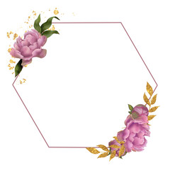 The flower frame is a hexagon shape, hand-drawn.