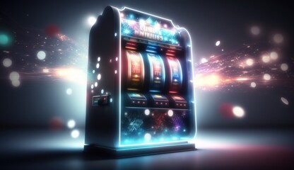 Slot machine casino background with colorful lights and flares generative ai