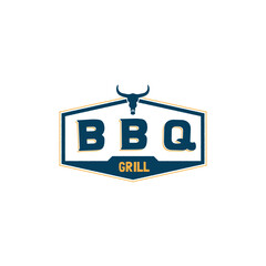 Vintage badge rustic BBQ Grill, barbeque, hipster grunge Logo design Inspiration