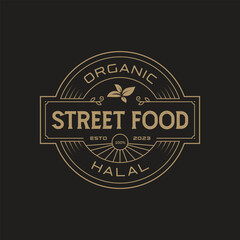 Fototapeta na wymiar Vintage Hipster Restaurant label, Street Food bar cafe Logo design Inspiration