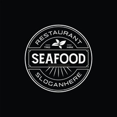 Fototapeta na wymiar Vintage Rustic Restaurant label, Street Food seafood Logo design Inspiration