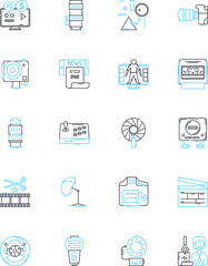 Online shopping linear icons set. Convenient, Secure, Fast, Affordable, Reliable, Accessible, User-friendly line vector and concept signs. Selection,Variety,Discounts outline illustrations