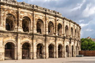 Fototapeta na wymiar Ancient Roman Amphitheater in Nimes, France