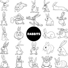 funny cartoon rabbits animal characters big set