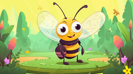 bee, cartoon, insect, honey, 3d, animal, illustration, yellow, vector, wasp, fly, nature, flying, bug, character, happy, cute, black, flower, wing, smile, funny, bumble, sweet, isolated