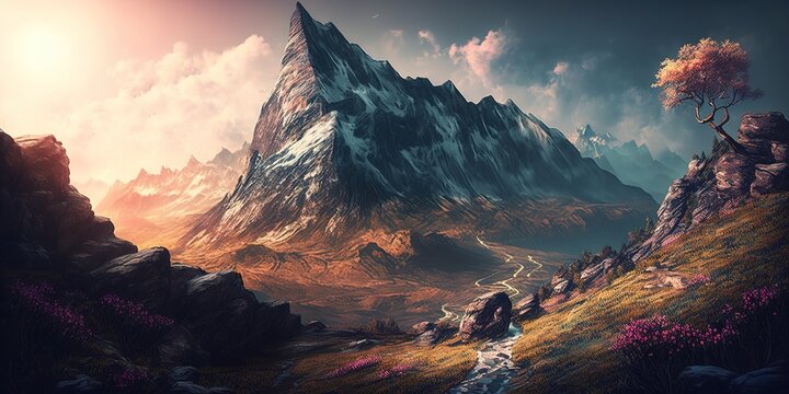 Mountain in Nan, China, has stunning natural scenery. Generative AI © LukaszDesign