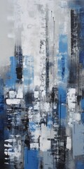 Abstract minimalistic blue painting of a skyline created using generative AI tools