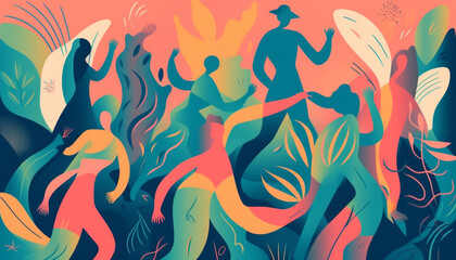 Obraz premium A modern of cheerful animal silhouettes generated by AI