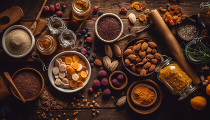Obraz na płótnie Canvas Healthy snack bowl with fresh fruit variety generated by AI