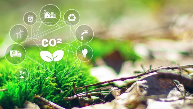 Green energy concept help reduce global warming.Carbon dioxide emission in industry zero carbon concept. 4K loop