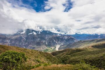 Fototapeta na wymiar The Chicamocha Canyon is a canyon in Colombia that the Chicamocha River has excavated during its course through the departments of Boyacá and mainly Santander
