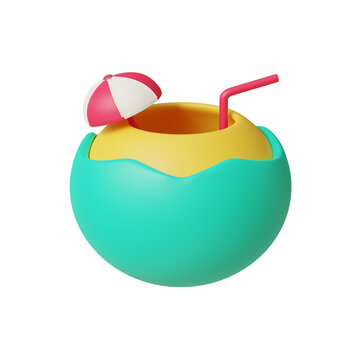 3d Summer coconut drink icon