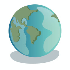 Earth day concept. Illustration of the green planet earth on a white background.Saving water and world Environment day, environmental protection and save earth water