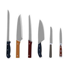 Vector illustration of various kitchen knife. Different models of knife tools for cookung and butchering
