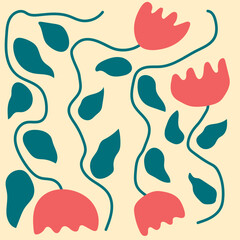 Hand drawn flowers. Drawing style. Various colorful flowers for drawing, textile. Interior painting. flat design. Hand drawn fashion vector illustration.