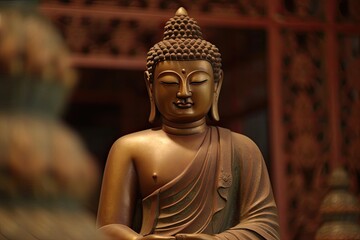 Buddist buddah statue closeup created using generative AI tools