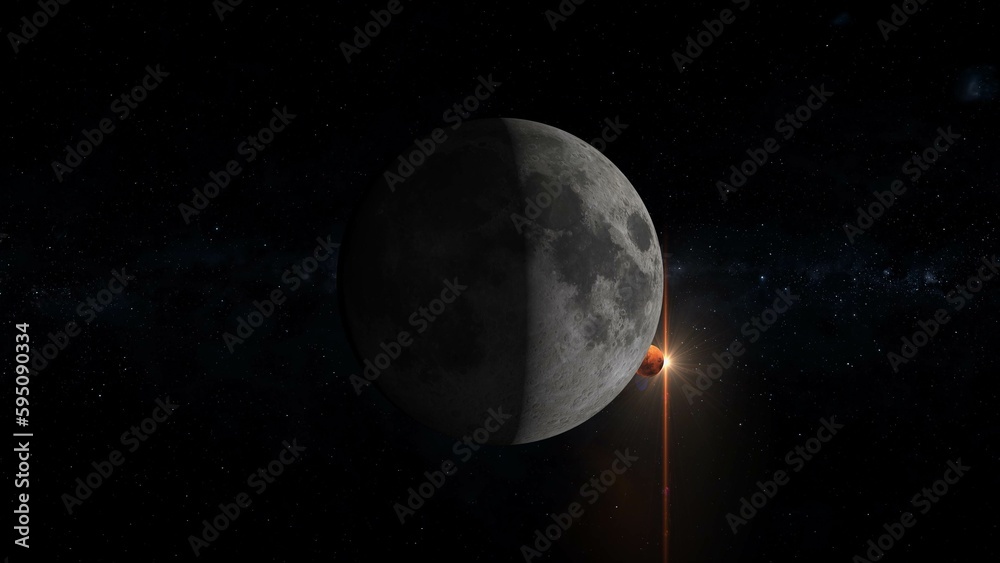 Canvas Prints conjunction of the moon and mars 3d illustration