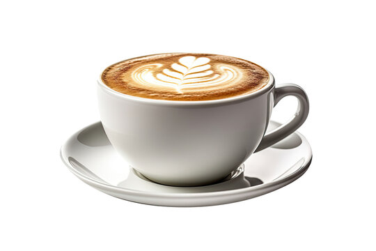  Cup of latte transparent background, ultra sharp, Generative AI