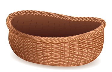 Empty wicker basket made of vines, wood, for storing food, vegetables, eggs, transporting things and a container for flowers, an ancient tool of villages and cities