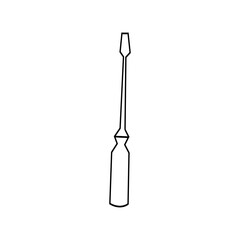 Screwdriver contour doodle, hand drawing sketch isolated on white background. Tools for repair collection