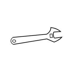 A black and white drawing of a wrench