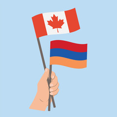 Flags of Canada and Armenia, Hand Holding flags