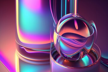 A multicolored pastel neon abstract background created with generative Ai technology