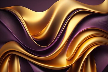 Obraz premium A purple and gold background with wavy lines, generative ai