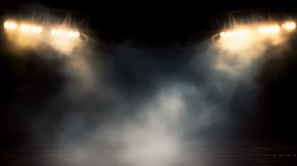 Zelfklevend Fotobehang Bright stadium arena lights and smoke © Prasanth