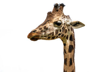 African Rothschild's giraffe (Giraffa camelopardalis rothschildi) isolated against white background
