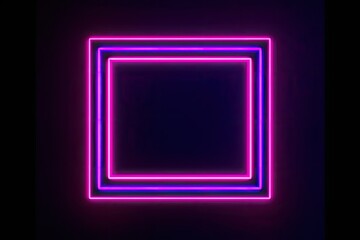 Abstract neon background with fluorescent square, Laser line glowing with pink blue light. Generative ai.