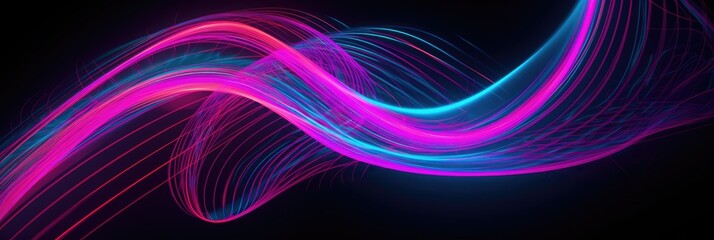 Abstract neon background waves glowing in ultraviolet spectrum. Generative ai