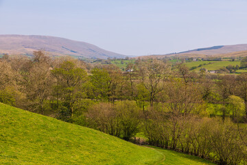 View of the green hills in North UK. Sedbergh, Cumbria. UK.