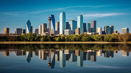 A Sunny Day in Dallas: Mesmerizing Skyline Photograph - generative AI
