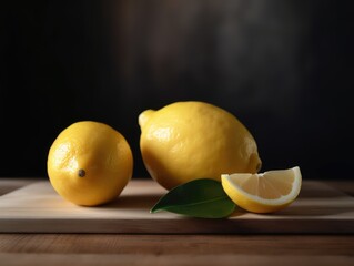 A lemon and a slice of lemon on a table