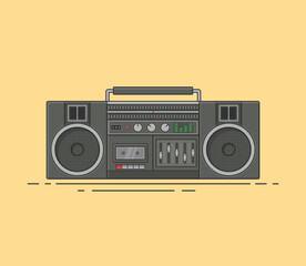 minimalist retro black boombox tape recorder cassette player icon retro vintage 90s 80s memories nostalgia	